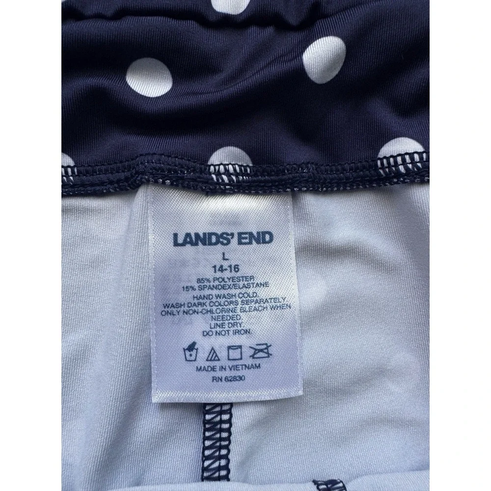 Lands‎ End 4 Pc Swim Set Women's Sz L/XL -16/18 DDD Shirt Pants Tankini Navy Dot